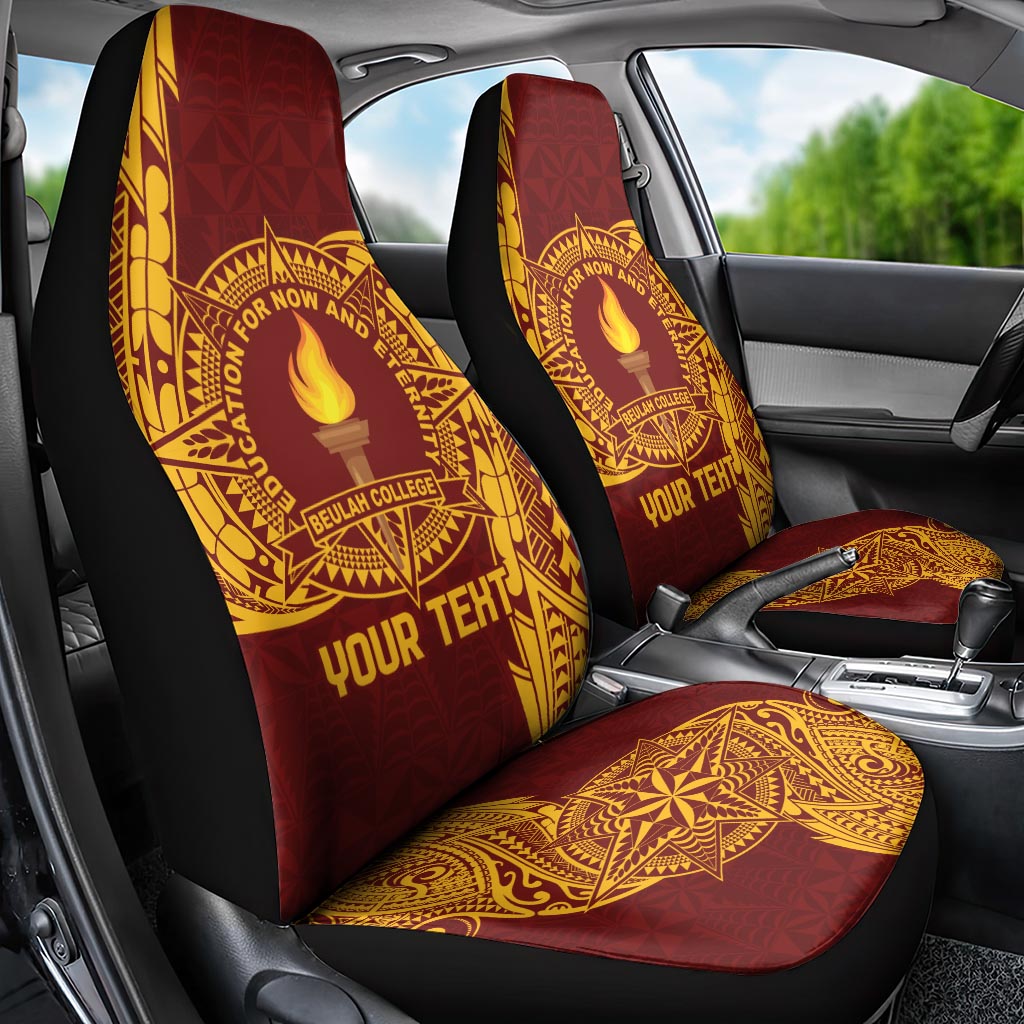 Personalised Tonga Beulah College Car Seat Cover Since 1938 Special Kupesi Pattern LT9 - Polynesian Pride