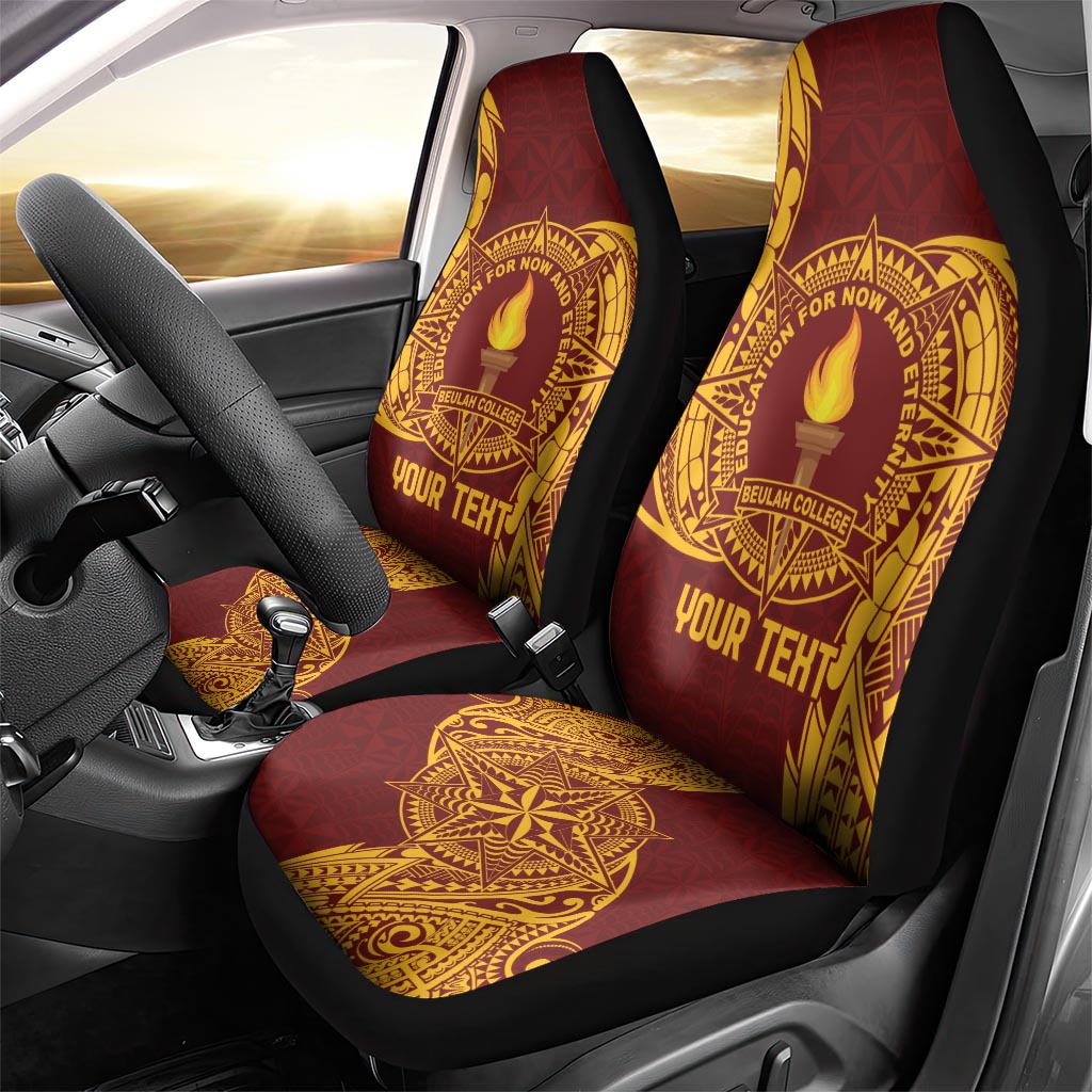Personalised Tonga Beulah College Car Seat Cover Since 1938 Special Kupesi Pattern LT9 - Polynesian Pride