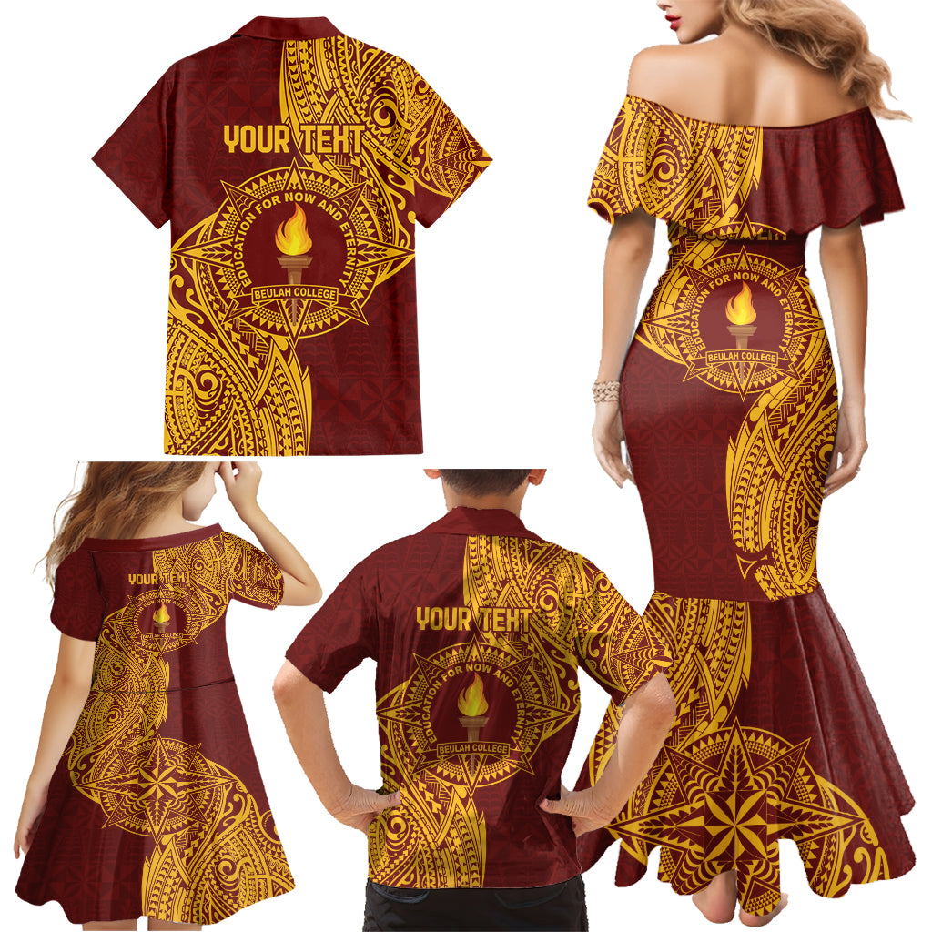 Personalised Tonga Beulah College Family Matching Mermaid Dress and Hawaiian Shirt Since 1938 Special Kupesi Pattern LT9 - Polynesian Pride