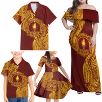 Personalised Tonga Beulah College Family Matching Off Shoulder Maxi Dress and Hawaiian Shirt Since 1938 Special Kupesi Pattern LT9 - Polynesian Pride