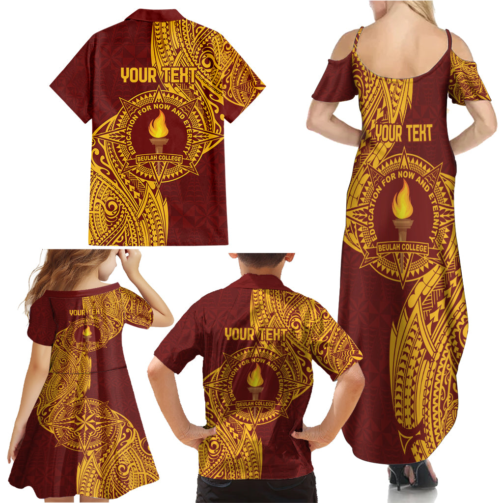 Personalised Tonga Beulah College Family Matching Summer Maxi Dress and Hawaiian Shirt Since 1938 Special Kupesi Pattern LT9 - Polynesian Pride