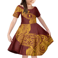 Personalised Tonga Beulah College Family Matching Tank Maxi Dress and Hawaiian Shirt Since 1938 Special Kupesi Pattern LT9 Daughter's Dress Gold - Polynesian Pride