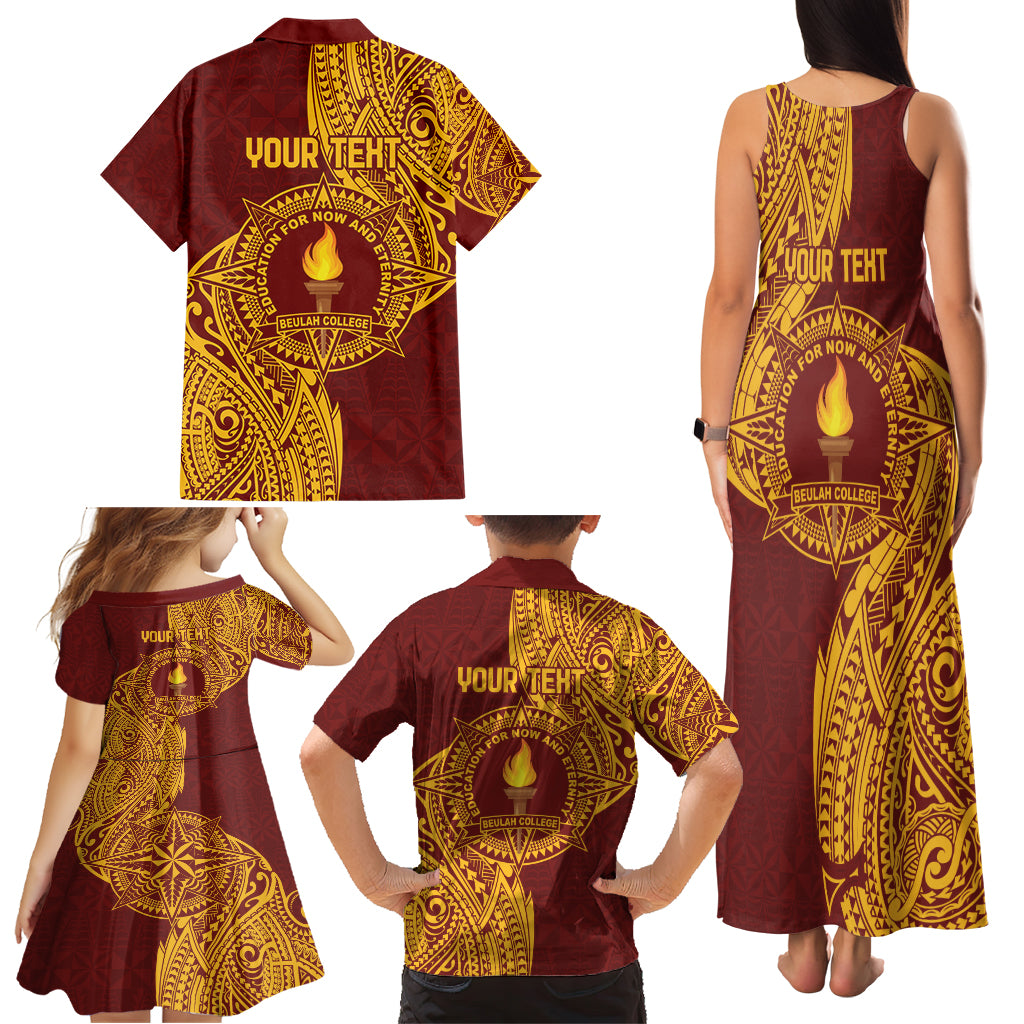 Personalised Tonga Beulah College Family Matching Tank Maxi Dress and Hawaiian Shirt Since 1938 Special Kupesi Pattern LT9 - Polynesian Pride