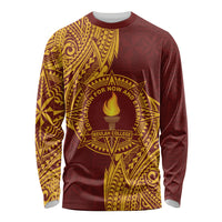 Personalised Tonga Beulah College Long Sleeve Shirt Since 1938 Special Kupesi Pattern LT9 Unisex Gold - Polynesian Pride