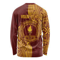 Personalised Tonga Beulah College Long Sleeve Shirt Since 1938 Special Kupesi Pattern LT9 - Polynesian Pride