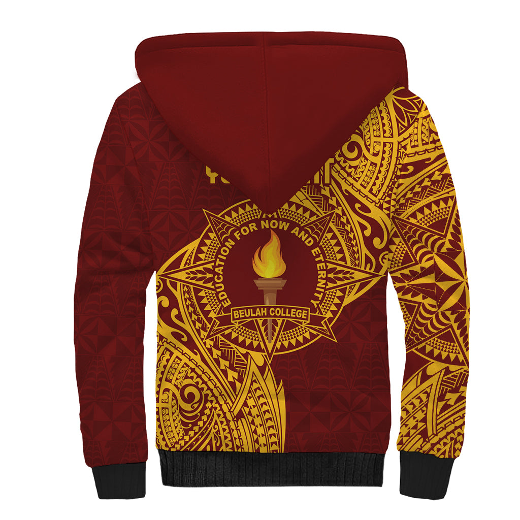 Personalised Tonga Beulah College Sherpa Hoodie Since 1938 Special Kupesi Pattern LT9 - Polynesian Pride