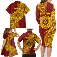 Personalised Tonga High School 77th Anniversary Family Matching Long Sleeve Bodycon Dress and Hawaiian Shirt Special Kupesi Pattern LT9 - Polynesian Pride