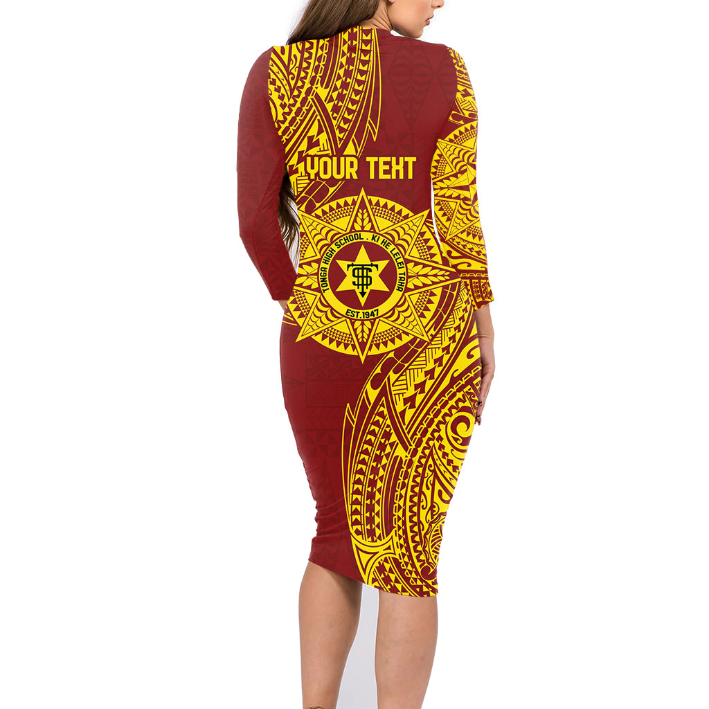 Personalised Tonga High School 77th Anniversary Family Matching Long Sleeve Bodycon Dress and Hawaiian Shirt Special Kupesi Pattern LT9 - Polynesian Pride