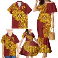 Personalised Tonga High School 77th Anniversary Family Matching Mermaid Dress and Hawaiian Shirt Special Kupesi Pattern LT9 - Polynesian Pride