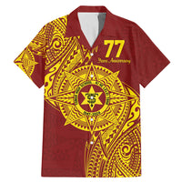 Personalised Tonga High School 77th Anniversary Family Matching Mermaid Dress and Hawaiian Shirt Special Kupesi Pattern LT9 Dad's Shirt - Short Sleeve Gold - Polynesian Pride