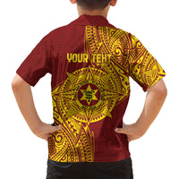 Personalised Tonga High School 77th Anniversary Family Matching Off The Shoulder Long Sleeve Dress and Hawaiian Shirt Special Kupesi Pattern LT9 - Polynesian Pride