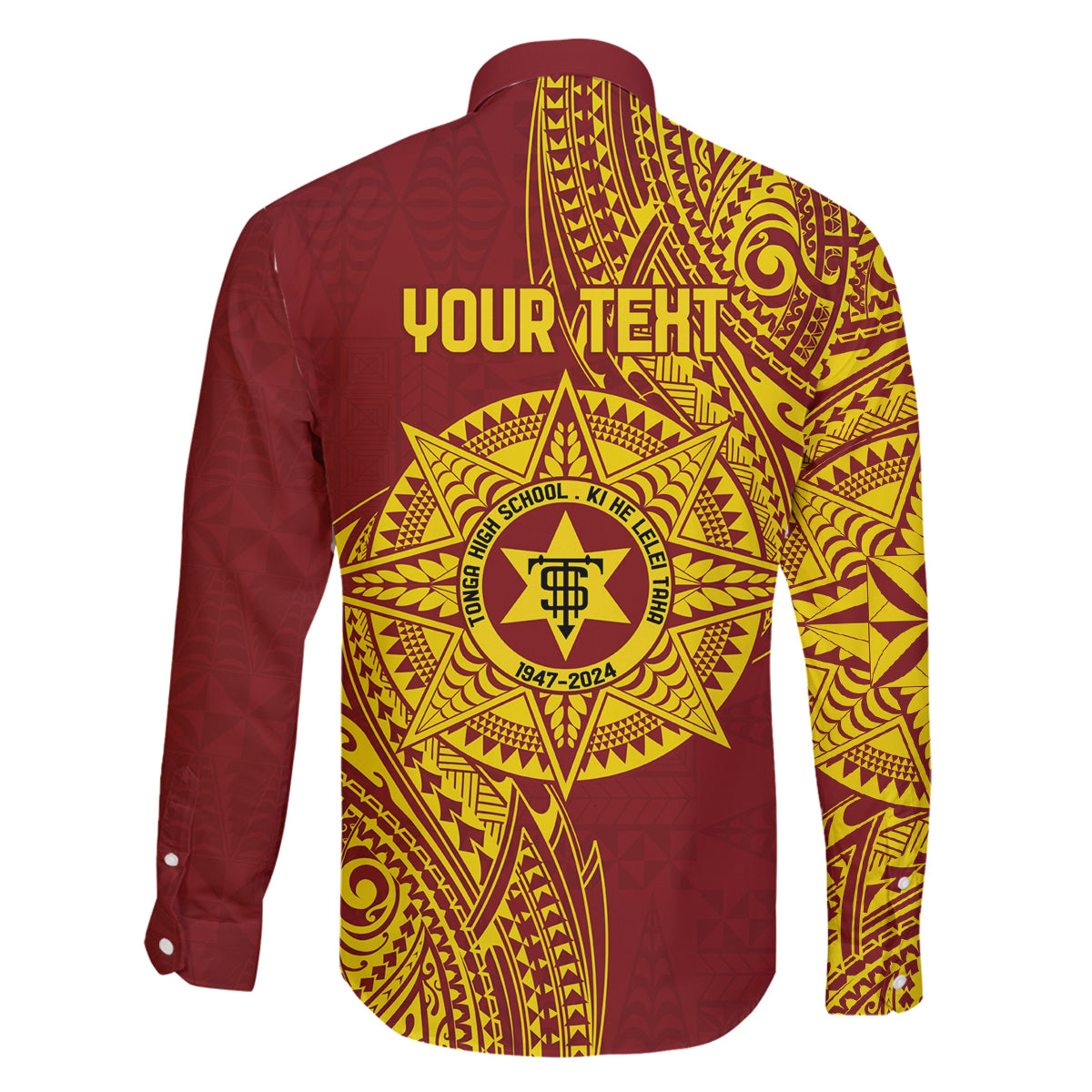Personalised Tonga High School 77th Anniversary Family Matching Off The Shoulder Long Sleeve Dress and Hawaiian Shirt Special Kupesi Pattern LT9 - Polynesian Pride