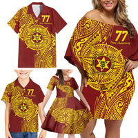 Personalised Tonga High School 77th Anniversary Family Matching Off Shoulder Short Dress and Hawaiian Shirt Special Kupesi Pattern LT9 - Polynesian Pride