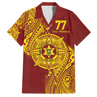 Personalised Tonga High School 77th Anniversary Family Matching Short Sleeve Bodycon Dress and Hawaiian Shirt Special Kupesi Pattern LT9 Dad's Shirt - Short Sleeve Gold - Polynesian Pride