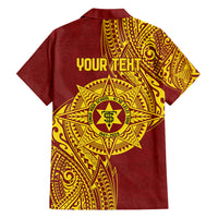 Personalised Tonga High School 77th Anniversary Family Matching Short Sleeve Bodycon Dress and Hawaiian Shirt Special Kupesi Pattern LT9 - Polynesian Pride