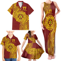 Personalised Tonga High School 77th Anniversary Family Matching Tank Maxi Dress and Hawaiian Shirt Special Kupesi Pattern LT9 - Polynesian Pride