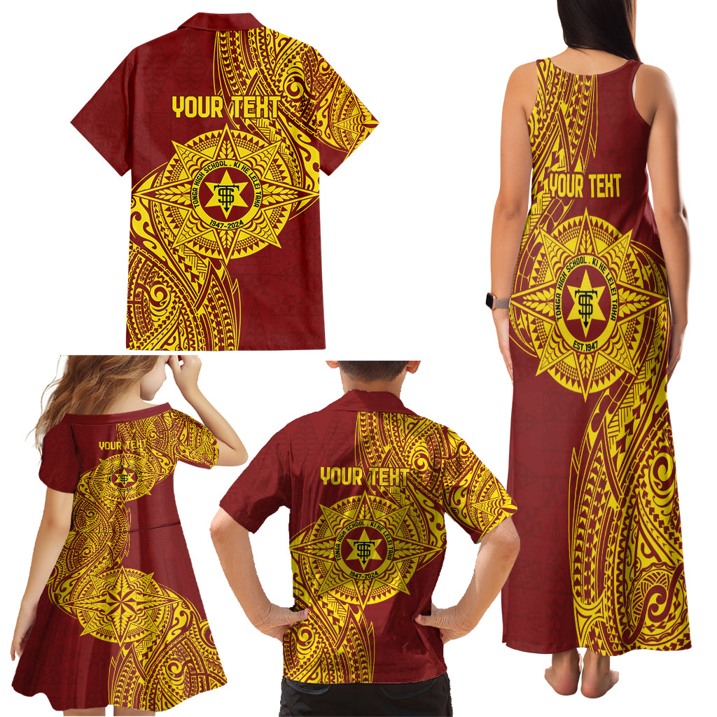 Personalised Tonga High School 77th Anniversary Family Matching Tank Maxi Dress and Hawaiian Shirt Special Kupesi Pattern LT9 - Polynesian Pride