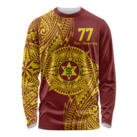 Personalised Tonga High School 77th Anniversary Long Sleeve Shirt Special Kupesi Pattern LT9 Unisex Gold - Polynesian Pride