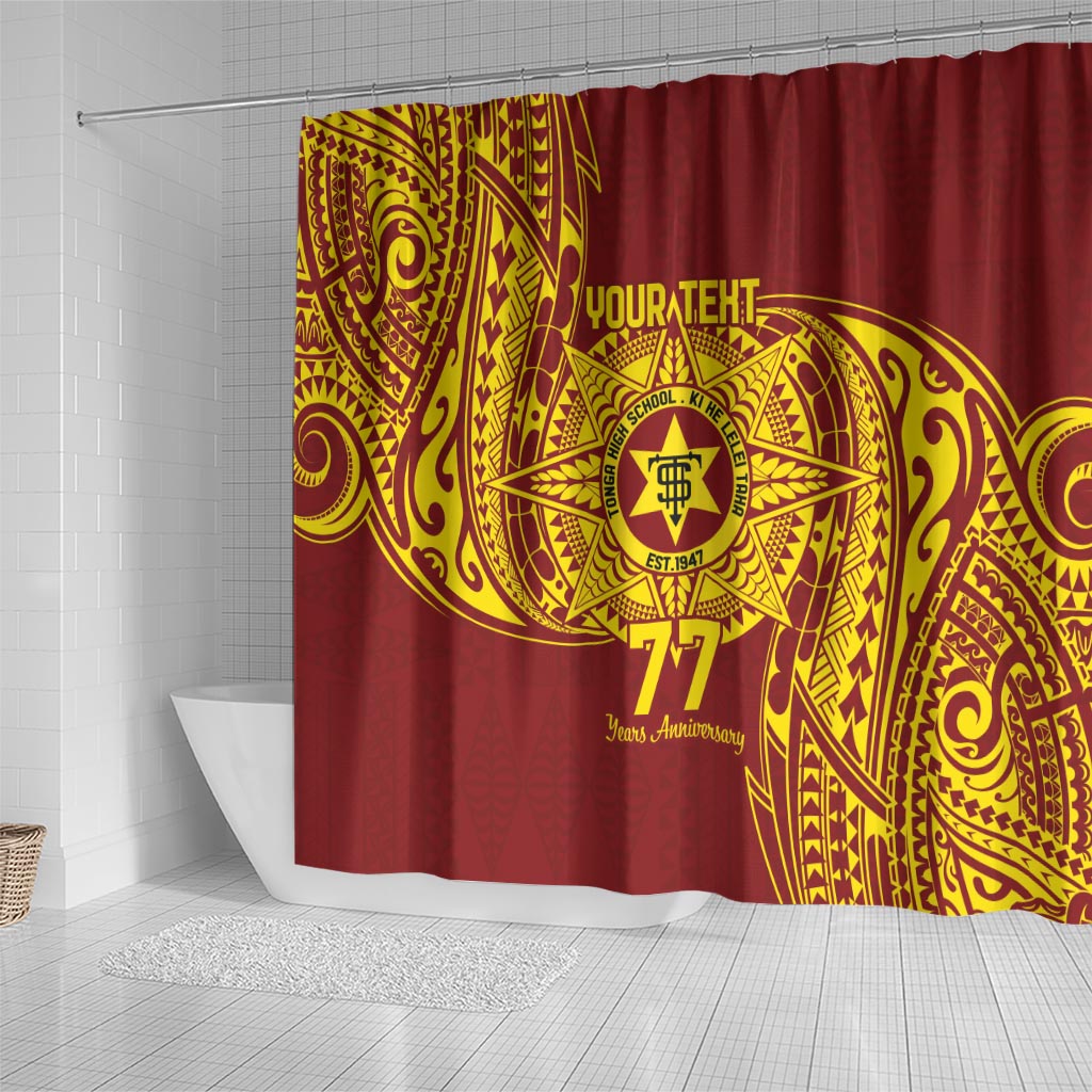 Personalised Tonga High School 77th Anniversary Shower Curtain Special Kupesi Pattern