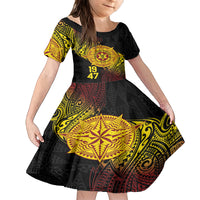 Personalised Tonga High School Family Matching Long Sleeve Bodycon Dress and Hawaiian Shirt Since 1947 Special Kupesi Pattern LT9 Daughter's Dress Black - Polynesian Pride