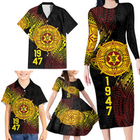 Personalised Tonga High School Family Matching Long Sleeve Bodycon Dress and Hawaiian Shirt Since 1947 Special Kupesi Pattern LT9 - Polynesian Pride