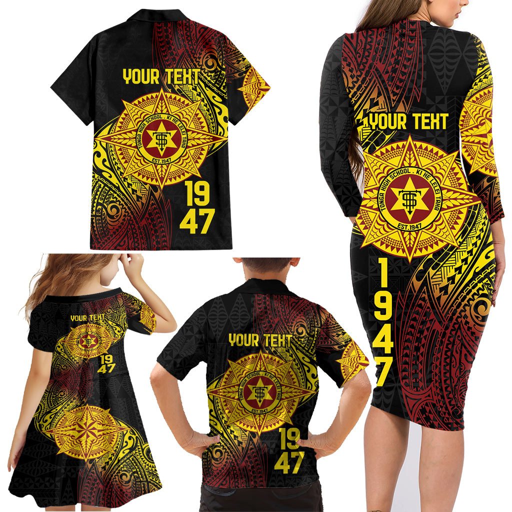 Personalised Tonga High School Family Matching Long Sleeve Bodycon Dress and Hawaiian Shirt Since 1947 Special Kupesi Pattern LT9 - Polynesian Pride