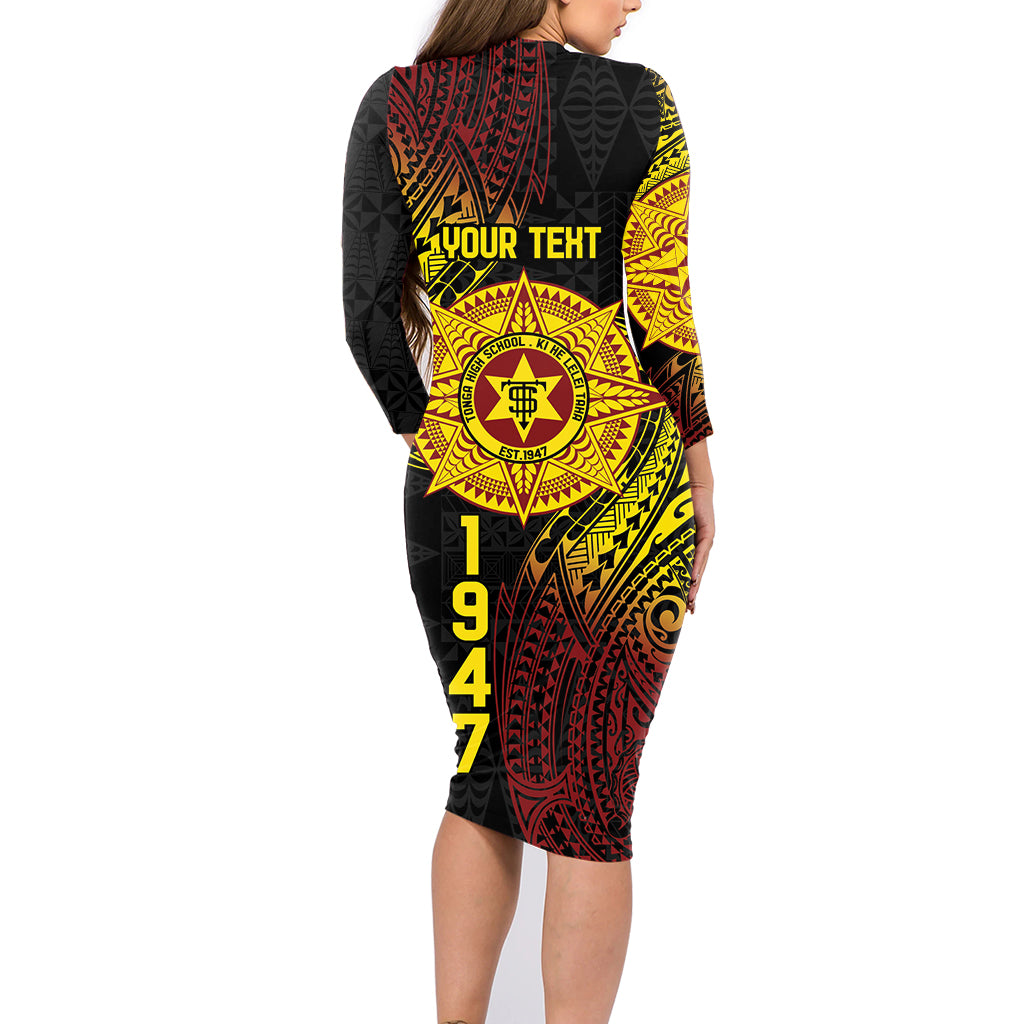 Personalised Tonga High School Family Matching Long Sleeve Bodycon Dress and Hawaiian Shirt Since 1947 Special Kupesi Pattern LT9 - Polynesian Pride