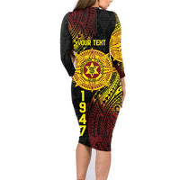 Personalised Tonga High School Family Matching Long Sleeve Bodycon Dress and Hawaiian Shirt Since 1947 Special Kupesi Pattern LT9 - Polynesian Pride