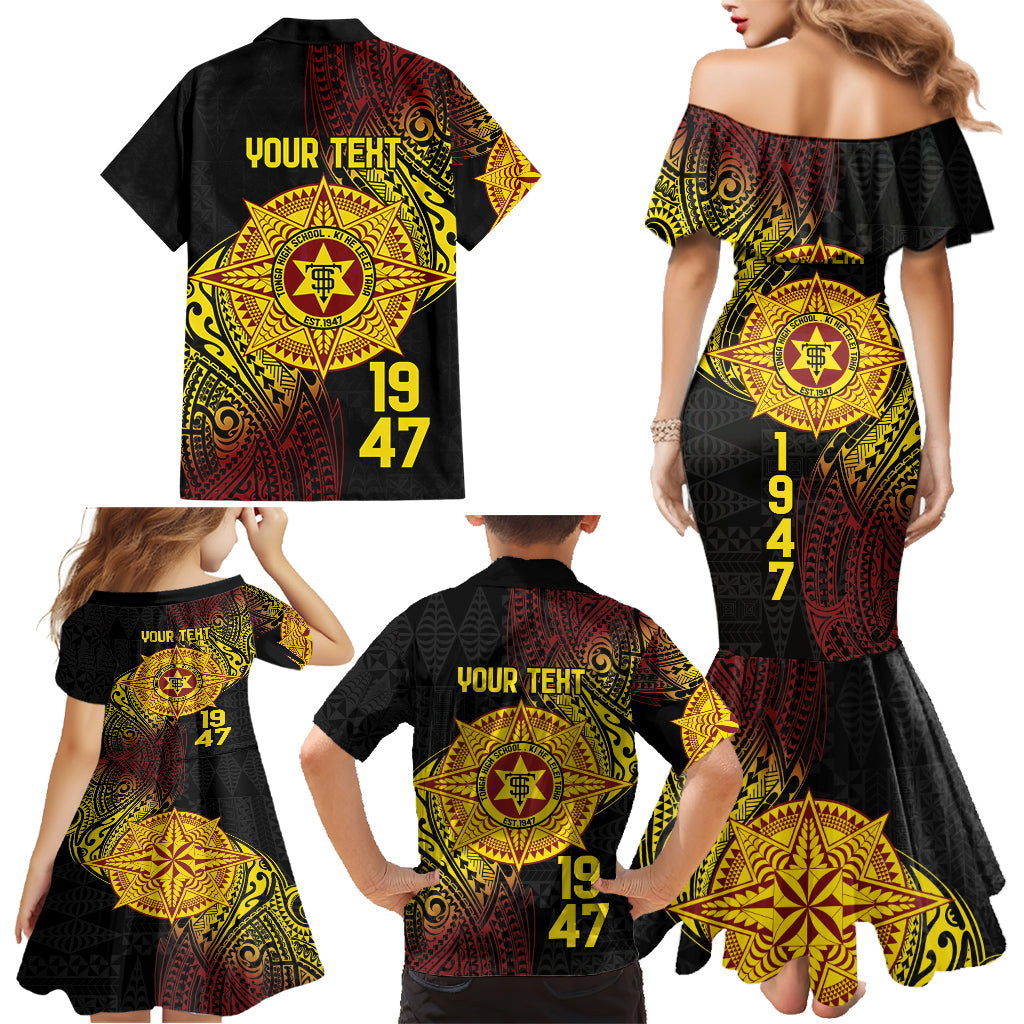 Personalised Tonga High School Family Matching Mermaid Dress and Hawaiian Shirt Since 1947 Special Kupesi Pattern LT9 - Polynesian Pride