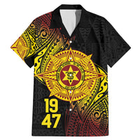 Personalised Tonga High School Family Matching Mermaid Dress and Hawaiian Shirt Since 1947 Special Kupesi Pattern LT9 Dad's Shirt - Short Sleeve Black - Polynesian Pride