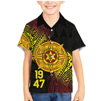Personalised Tonga High School Family Matching Mermaid Dress and Hawaiian Shirt Since 1947 Special Kupesi Pattern LT9 Son's Shirt Black - Polynesian Pride