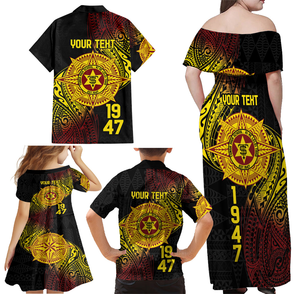 Personalised Tonga High School Family Matching Off Shoulder Maxi Dress and Hawaiian Shirt Since 1947 Special Kupesi Pattern LT9 - Polynesian Pride