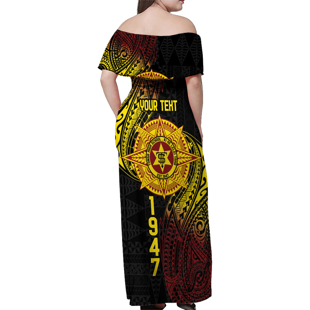 Personalised Tonga High School Family Matching Off Shoulder Maxi Dress and Hawaiian Shirt Since 1947 Special Kupesi Pattern LT9 - Polynesian Pride