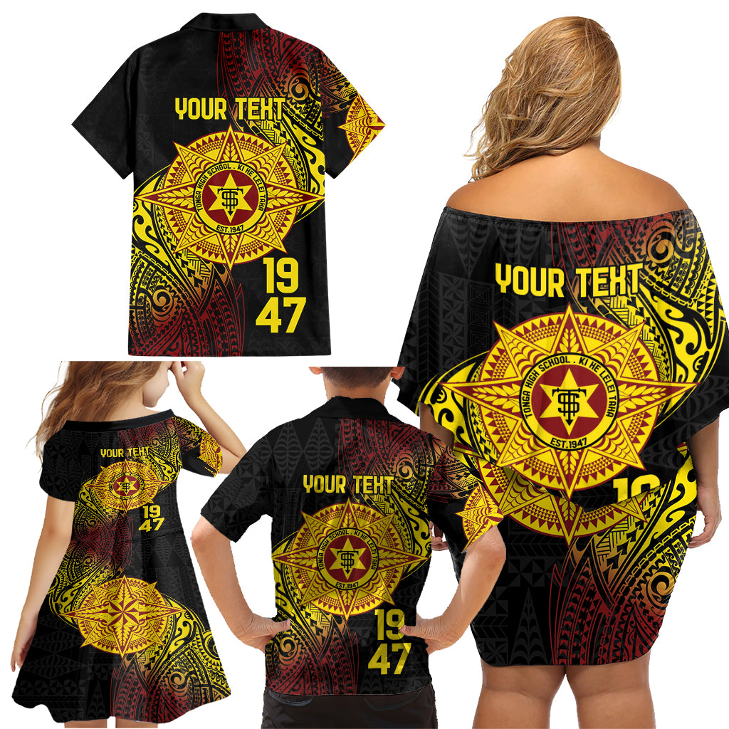Personalised Tonga High School Family Matching Off Shoulder Short Dress and Hawaiian Shirt Since 1947 Special Kupesi Pattern LT9 - Polynesian Pride
