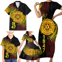 Personalised Tonga High School Family Matching Short Sleeve Bodycon Dress and Hawaiian Shirt Since 1947 Special Kupesi Pattern LT9 - Polynesian Pride