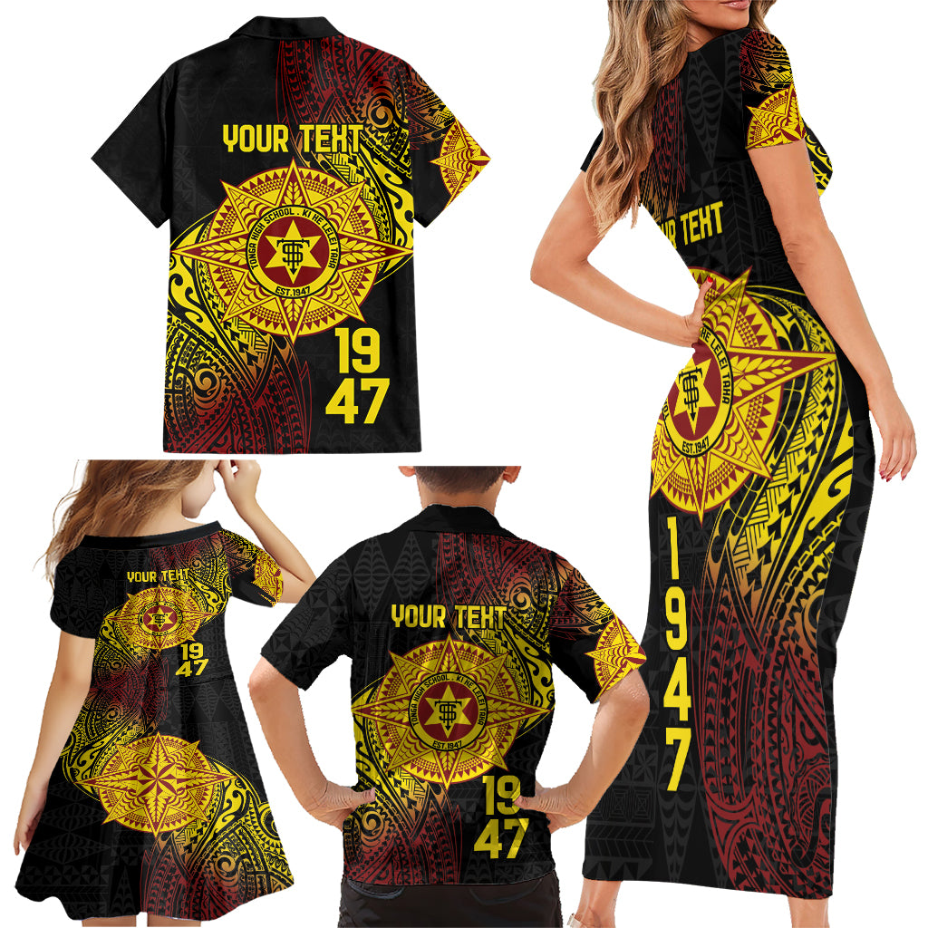 Personalised Tonga High School Family Matching Short Sleeve Bodycon Dress and Hawaiian Shirt Since 1947 Special Kupesi Pattern LT9 - Polynesian Pride
