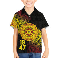 Personalised Tonga High School Family Matching Short Sleeve Bodycon Dress and Hawaiian Shirt Since 1947 Special Kupesi Pattern LT9 Son's Shirt Black - Polynesian Pride