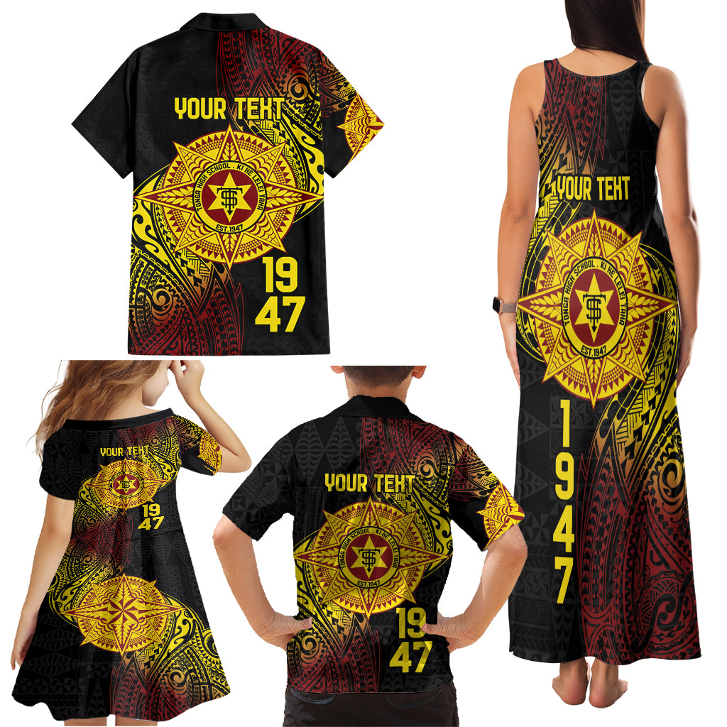 Personalised Tonga High School Family Matching Tank Maxi Dress and Hawaiian Shirt Since 1947 Special Kupesi Pattern LT9 - Polynesian Pride