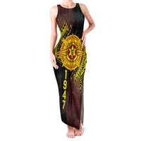 Personalised Tonga High School Family Matching Tank Maxi Dress and Hawaiian Shirt Since 1947 Special Kupesi Pattern LT9 Mom's Dress Black - Polynesian Pride