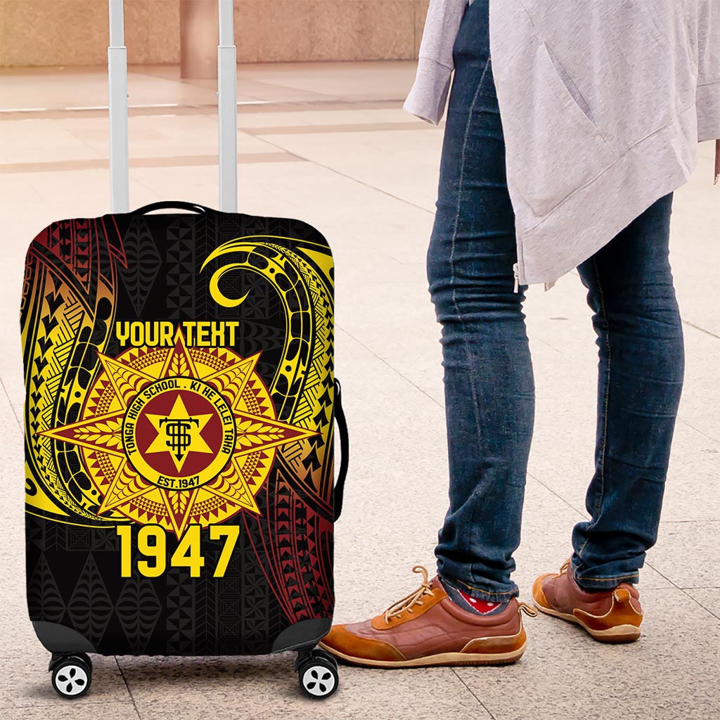 Personalised Tonga High School Luggage Cover Since 1947 Special Kupesi Pattern LT9 Black - Polynesian Pride