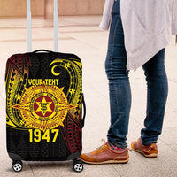 Personalised Tonga High School Luggage Cover Since 1947 Special Kupesi Pattern LT9 Black - Polynesian Pride