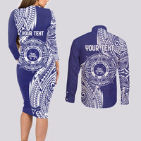 Personalised Tonga Tupou College Tolo 158th Anniversary Couples Matching Long Sleeve Bodycon Dress and Long Sleeve Button Shirt Special Kupesi Pattern LT9 - Polynesian Pride