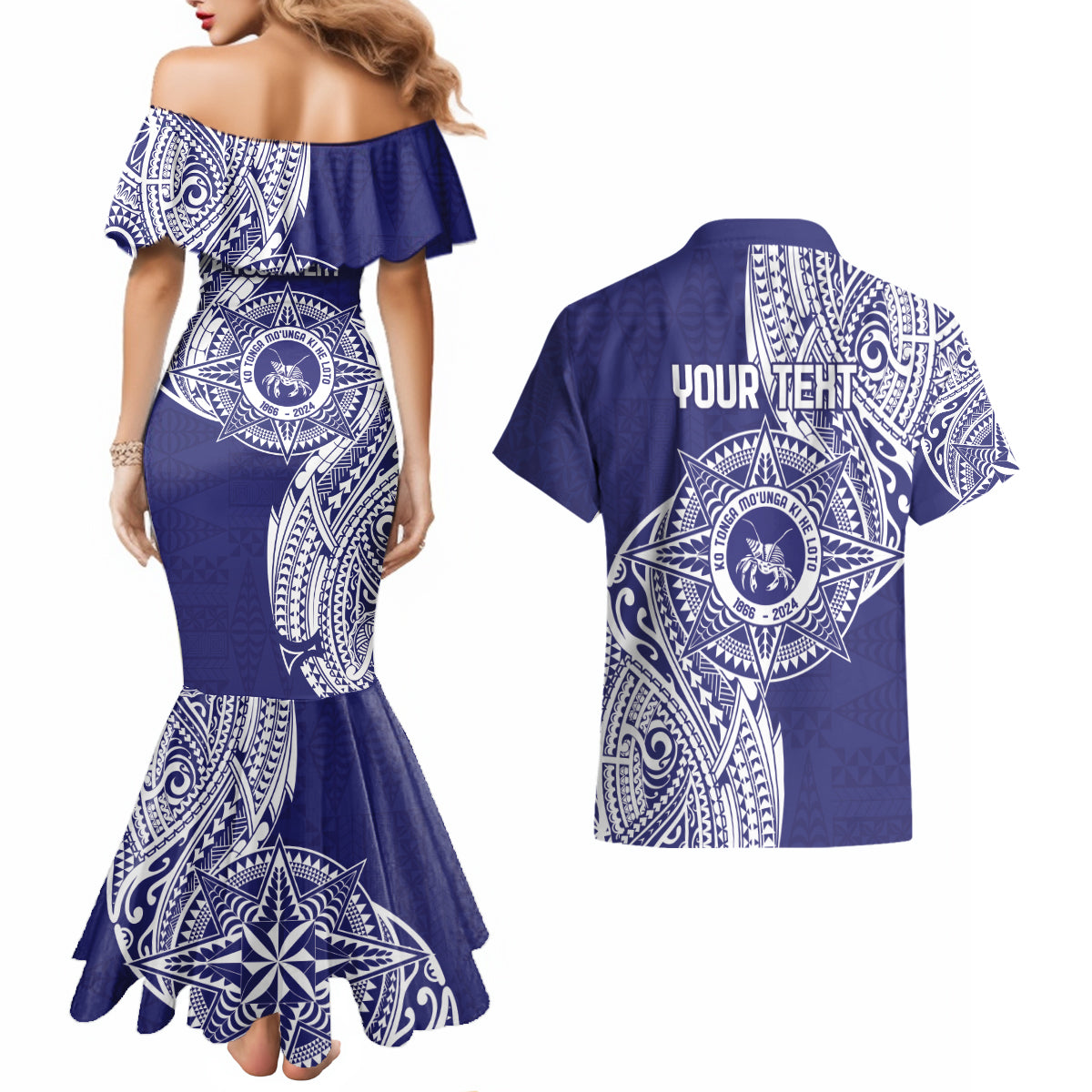 Personalised Tonga Tupou College Tolo 158th Anniversary Couples Matching Mermaid Dress and Hawaiian Shirt Special Kupesi Pattern LT9 - Polynesian Pride