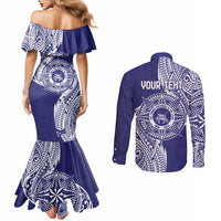Personalised Tonga Tupou College Tolo 158th Anniversary Couples Matching Mermaid Dress and Long Sleeve Button Shirt Special Kupesi Pattern LT9 - Polynesian Pride