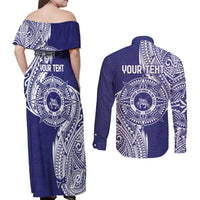 Personalised Tonga Tupou College Tolo 158th Anniversary Couples Matching Off Shoulder Maxi Dress and Long Sleeve Button Shirt Special Kupesi Pattern LT9 - Polynesian Pride