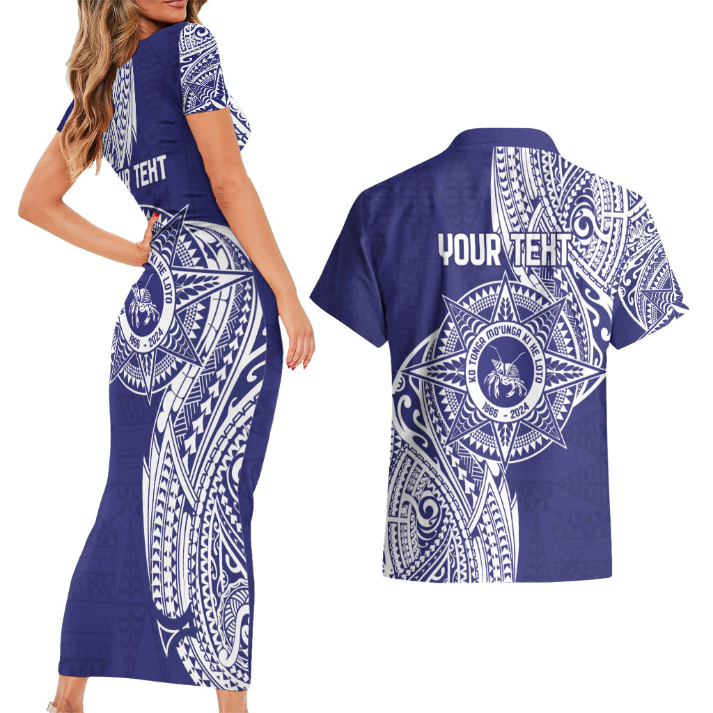Personalised Tonga Tupou College Tolo 158th Anniversary Couples Matching Short Sleeve Bodycon Dress and Hawaiian Shirt Special Kupesi Pattern LT9 - Polynesian Pride
