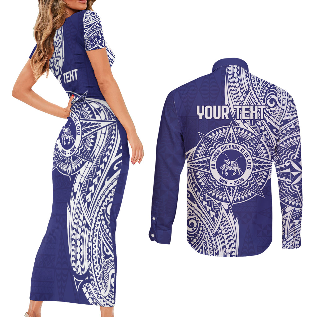 Personalised Tonga Tupou College Tolo 158th Anniversary Couples Matching Short Sleeve Bodycon Dress and Long Sleeve Button Shirt Special Kupesi Pattern LT9 - Polynesian Pride