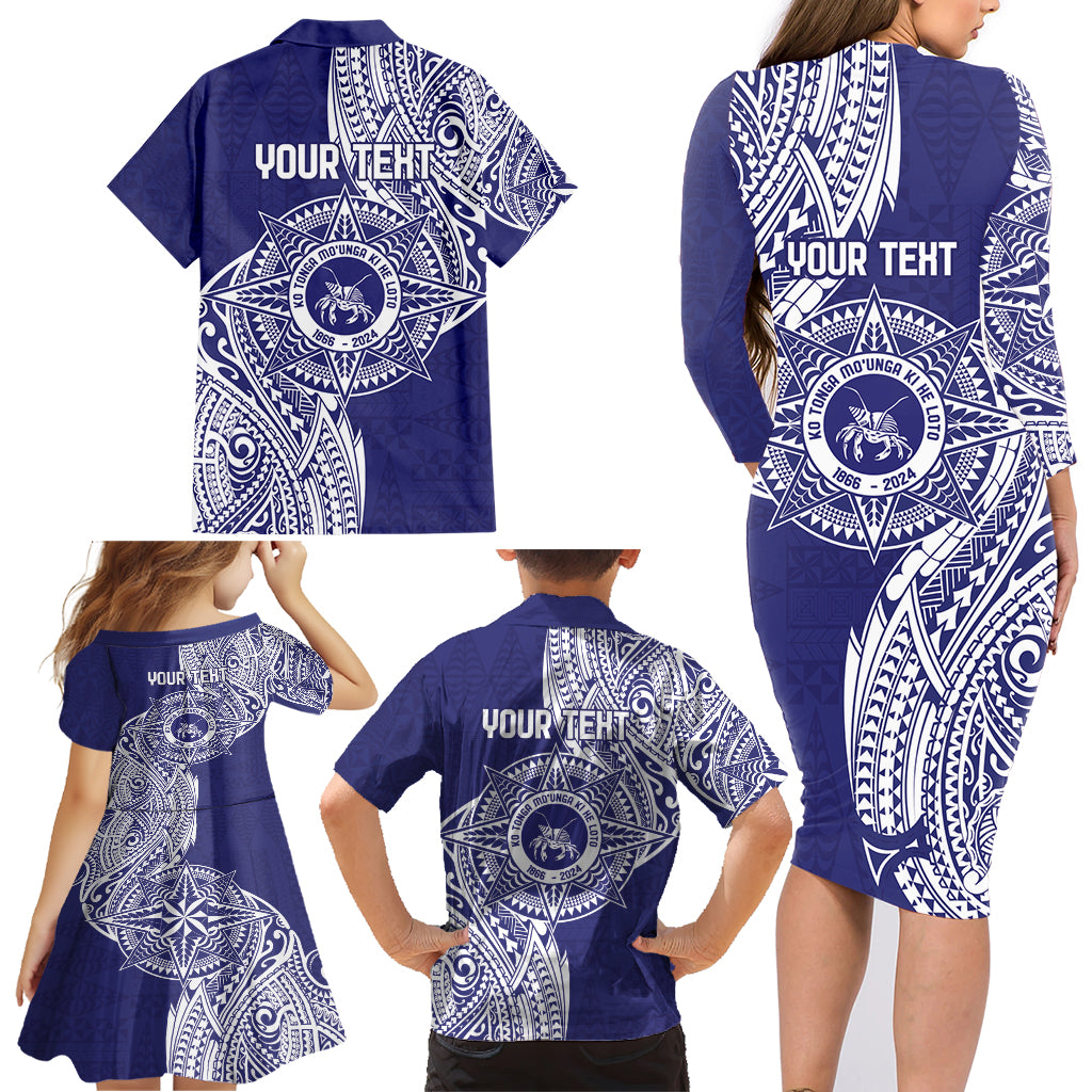 Personalised Tonga Tupou College Tolo 158th Anniversary Family Matching Long Sleeve Bodycon Dress and Hawaiian Shirt Special Kupesi Pattern LT9 - Polynesian Pride