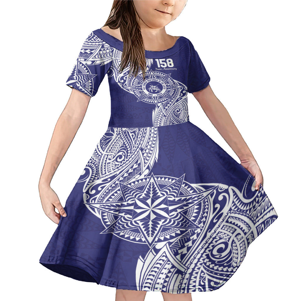 Personalised Tonga Tupou College Tolo 158th Anniversary Family Matching Mermaid Dress and Hawaiian Shirt Special Kupesi Pattern LT9 Daughter's Dress Blue - Polynesian Pride