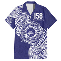 Personalised Tonga Tupou College Tolo 158th Anniversary Family Matching Off Shoulder Maxi Dress and Hawaiian Shirt Special Kupesi Pattern LT9 Dad's Shirt - Short Sleeve Blue - Polynesian Pride